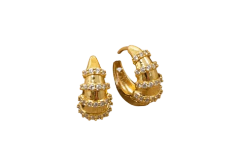 Boucles d’oreilles créoles dorées élégance pavée chic