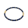 Bracelet bambou émaillé bleu pour femme composé de segments arrondis bleu profond séparés par des détails dorés brillants et une fermeture discrète intégrée.