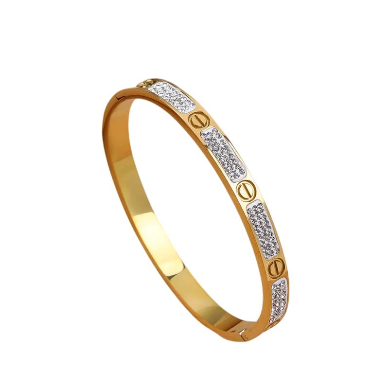 Bracelet Jonc Doré Élégant à Détails Brillants
