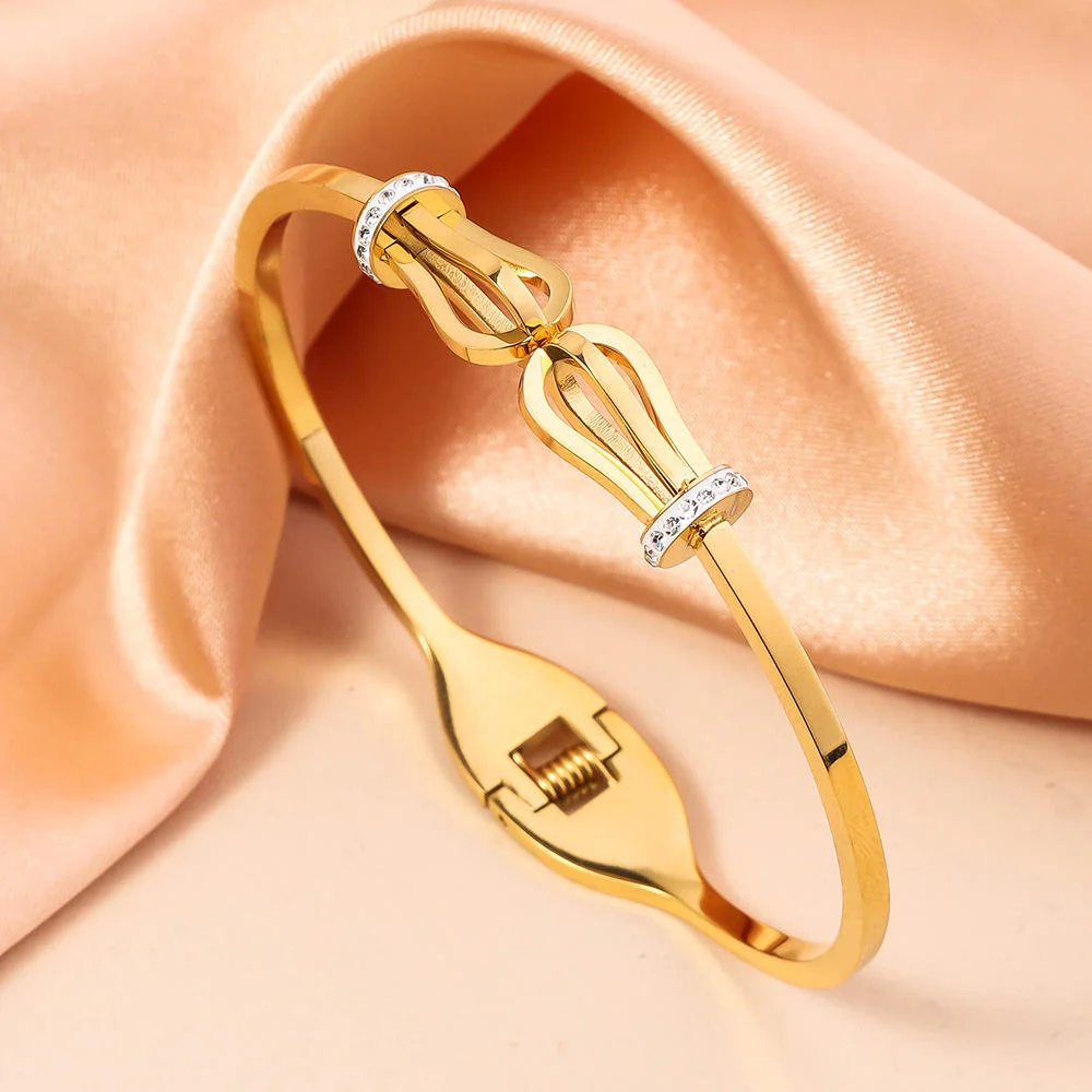 Bracelet Jonc Doré Élégant à Motif Nœud Raffiné – Image 2