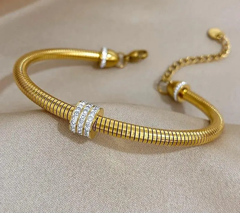 Bracelet Jonc Luxe Doré – Image 3