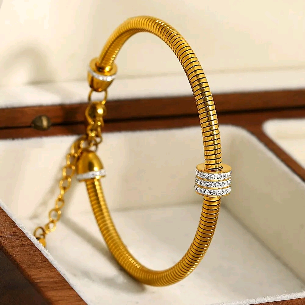Bracelet Jonc Luxe Doré – Image 4