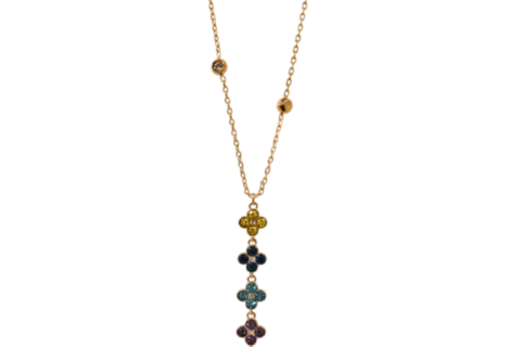 Collier Doré Fleur Multicolore Élégance Féminine Tendance