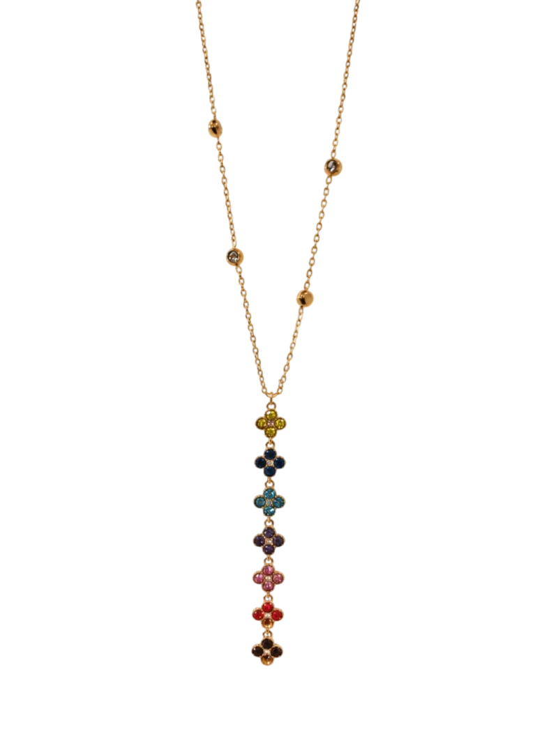 Collier Doré Fleur Multicolore Élégance Féminine Tendance