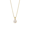 Collier pour femme avec chaîne dorée et pendentif en forme de goutte d’eau orné d’un zircon transparent, style élégant et raffiné.