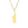 Collier femme en acier inoxydable doré avec pendentif carte de Madagascar en silhouette pleine.