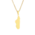 Collier femme en acier inoxydable doré avec pendentif carte de Madagascar en silhouette pleine.