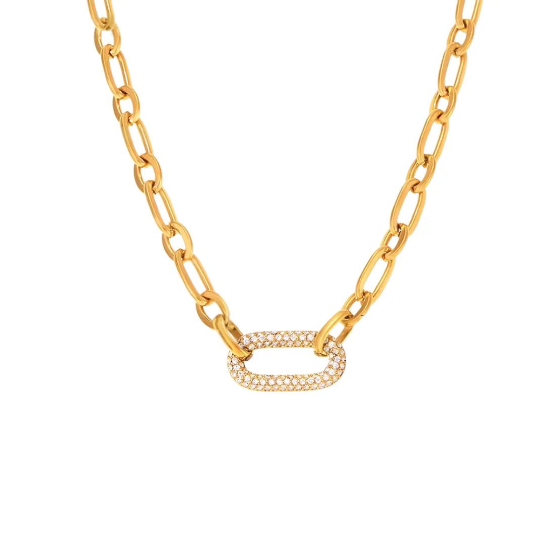 Collier Chaîne Dorée Maillon Ovale avec Pendentif Fermoir Élégant – Image 4