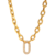 Collier femme doré composé de larges maillons ovales avec pendentif central en forme de fermoir décoratif au style élégant et moderne.
