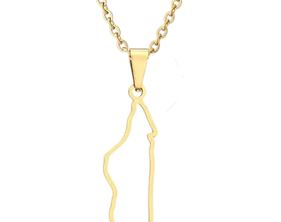 Collier pendentif Madagascar contour doré en acier inoxydable