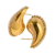 Paire de boucles d'oreilles pour femme en forme de goutte, finition dorée brillante, bordure ornée de pierres transparentes et fermeture à tige.