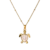 Collier doré pour femme avec pendentif tortue aux détails blancs, bijou élégant et tendance pour un usage quotidien.