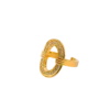 Bague cercle ouvert en acier inoxydable doré avec contour serti de petites pierres décoratives brillantes.
