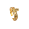 Bague dorée pour femme avec motif épingle et rangées de détails brillants, taille 8,5, au style moderne et raffiné.