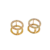 Boucles d'oreilles cercle double face en acier inoxydable doré avec anneau orné de petites pierres décoratives brillantes.