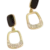 Boucles d'oreilles à clip pour femme en métal finition dorée avec élément noir ovale et pendentif géométrique orné de strass.