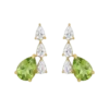 Boucles d'oreilles femme dorées avec pierre verte en goutte et pierres transparentes, design élégant et raffiné.