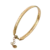 Bracelet jonc doré pour femme avec finition texturée, design élégant, fermoir à mousqueton et chaînette d'extension.